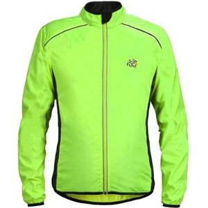 Reflecterende lichtgewicht sportjas met hoge zichtbaarheid packable winddichte sportkleding met lange mouwen  maat:XXL (fluorescerend groen)