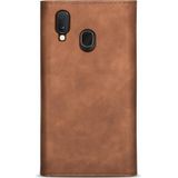Voor Samsung Galaxy A20e / A10e Skin Feel Zipper Horizontale Flip Lederen case met Holder & Card Slots & Photo Frame & Lanyard & Long Rope(Brown)