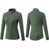 Herfst en winter rits lange mouwen sportjas voor dames (kleur: leger groen maat: XL)