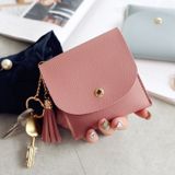 Mode vrouwen portemonnee korte lederen mini casual ID kaarthouders tassen dames Coin Clutch kwast tas (donker roze)