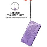 Butterfly Love bloemen relif horizontale Flip lederen case voor Galaxy A50  met houder & kaartsleuven & portemonnee & Lanyard (licht paars)