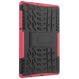 Voor Lenovo Tab M10 Plus TB-X606F-bandstructuur schokbestendige TPU+PC-beschermhoes met houder (rosrood)