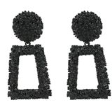 Metalen oorbellen eenvoudige geometrische relif bloemen oorbellen retro Fashion persoonlijkheid oorbellen (zwart)