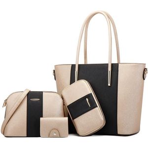 20822 4 In 1 Mode Diagonale handtassen PU Large-Capacity Bag (zwart goud)