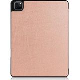 Horizontale flip honingraat TPU + PU lederen behuizing met drie-opvouwbare houder / slaap / wake-up functie & pen sleuf voor iPad Pro 12.9 (2021) (Rose Gold)