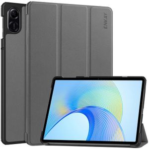 Voor Honor Pad X9 Pro / X9 11.5 ENKAY Tri-fold Custer Texture Leather Smart Tablet Case (Grijs)