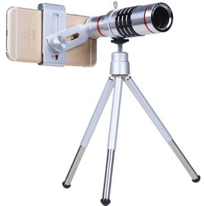 Buiten telescoop mobiele telefoon accessoires schieten telephoto lens met universele metalen klem (12X)