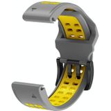 Voor Garmin Fenix 7x 26mm tweekleurige twee-gat siliconen snelle release horlogeband (grijs geel)