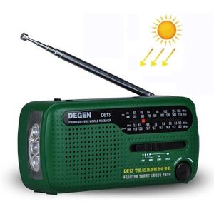 DE13 Hand-Cranked Power Full Band Solar Charging Emergency Outdoor Radio (Groen)
