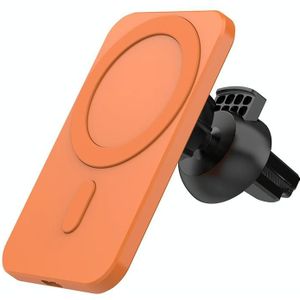 N16 10W auto luchtuitlaat + zuignap Magsafe magnetische draadloze oplader mobiele telefoon houder voor iPhone 12 serie (oranje)