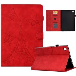 Voor Lenovo Tab M10 Plus 3rd Gen Tower relif lederen Smart Tablet Case(Rood)