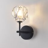 Muur lamp Villa Hotel muur lamp slaapkamer bed Crystal wand lamp  krachtbron: warm licht LED5W (enkele kop zwart)