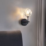Muur lamp Villa Hotel muur lamp slaapkamer bed Crystal wand lamp  krachtbron: warm licht LED5W (enkele kop zwart)