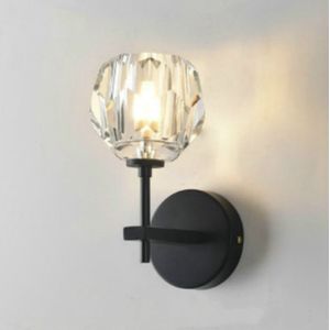 Muur lamp Villa Hotel muur lamp slaapkamer bed Crystal wand lamp  krachtbron: warm licht LED5W (enkele kop zwart)