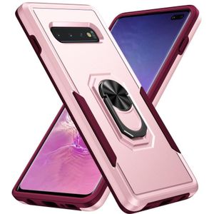Voor Samsung Galaxy S10 + Pioneer Armor Heavy Duty PC + TPU Houder Phone Case (Pink)