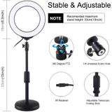 PULUZ Round Base Desktop Mount + 6 2 inch 16cm USB RGBW Dimable LED Ring Vlogging Photography Video Lights with Cold Shoe Tripod Ball Head & Remote Control (Zwart)