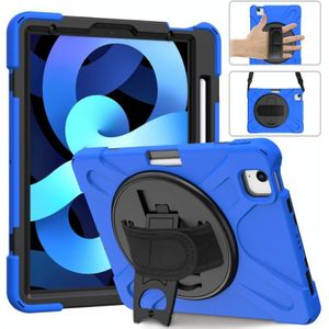 Schokbestendige kleurrijke siliconen + pc-beschermhoes met houder  schouderriem en handriem voor iPad Air (2020) (blauw)