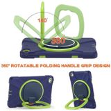 Siliconen + PC beschermende behuizing met houder & schouderriem voor iPad Mini 5/4 (marineblauw + geel groen)
