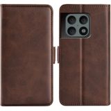 Voor OnePlus 10 Pro 5G Dual-Side Magnetic Buckle Horizontale Flip Leren Case met Houder & Card Slots & Portemonnee (Bruin)