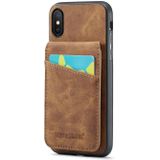 Voor iPhone X / XS Fierre Shann Crazy Horse kaarthouder Achterkant PU-telefoonhoes