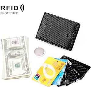 9618 Men RFID Anti-Theft Genuine Leather Wallet with Location Tracker Pocket(Carbon Fiber Texture)