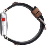 Retro Big Eyes Lederen Vervangende Horlogebanden Voor Apple Watch Series 6 & SE & 5 & 4 40mm / 3 & 2 & 1 38mm (Donkerbruin)