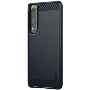 Voor Sony Xperia 1 lll MOFI Gentleness Series Brushed Texture Carbon Fiber Soft TPU Case (Blauw)