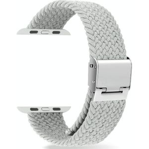 Gevlochten + roestvrij staal vervangende horlogebanden voor Apple Watch Series 6 & SE & 5 & 4 44mm / 3 & 2 & 1 42mm (Wit)