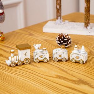 Kerstversiering Houten Trein Kleuterschool Kerst Festival Cadeau (Wit 4 Sectie)