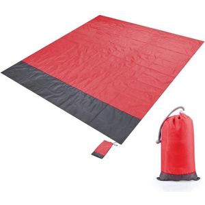 Polyester waterdichte plaid doek zak picknick mat outdoor camping strand mat  grootte: 2 1 x 2 m (rood + donkergrijs)