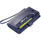 Voor iPhone 6 Plus & 6s Plus Multifunctionele Rits Horizontale Flip Lederen Case met Holder & Wallet & 9 Card Slots & Lanyard(Blauw)