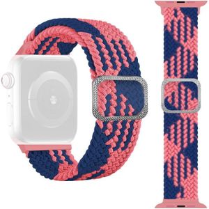 Gesp gevlochten elastische band horlogeband voor Apple Watch Series 6 & SE & 5 & 4 44mm / 3 & 2 & 1 42mm (Pink Blue)