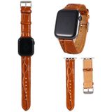 Voor Apple Watch Series 6 & SE & 5 & 4 40mm / 3 & 2 & 1 38mm Crocodile Texture Leather Wrist Strap(Bruin)