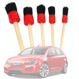 5 in 1 auto detaillering borstel reiniging natuurlijke zwijnen haar borstels auto detail tools Producten wielen dashboard zwart)