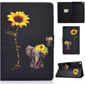 Voor Samsung Galaxy Tab A 10.1 (2019) T515 / T510 Voltage Painted Pattern Tablet PC Protective Leather Case met Bracket & Card Slots & Anti-skid Strip (Chrysanthemum Elephant)