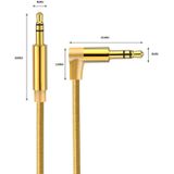 AV01 3.5 mm male naar Male elleboog audio kabel  lengte: 1.5 m (goud)