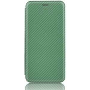 Voor Samsung Galaxy Note10 Plus Carbon Fiber Textuur Magnetische horizontale flip TPU + PC + PU lederen hoes met kaartsleuf(groen)