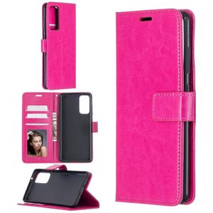 Voor Samsung Galaxy S20 FE Crazy Horse Texture Horizontale Flip Lederen case met Holder & Card Slots & Wallet & Photo Frame(Rose Red)