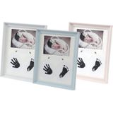 Desk Opknoping Fotoframe PVC Baby Foot Hand Print Inktpad Slaapkamer Muur Verjaardag Foto's Albums (Licht roze)