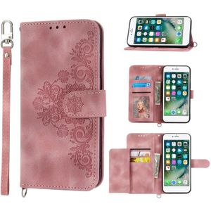 Voor iPhone 8 Plus/7 Plus Skin-feel bloemen relif portemonnee lederen telefoonhoes