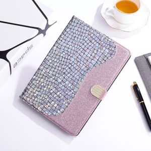 Voor Samsung Galaxy Tab A 10.1 (2019) Laser Glitter Stitching Crocodile Texture Horizontale Flip Lederen case met Storage Grid & Holder(Zilver)