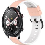 For Honor Watch Dream 22 mm tweekleurige siliconen horlogeband (roze + wit)