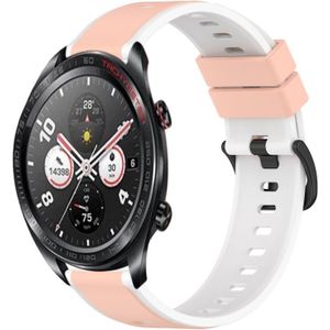 For Honor Watch Dream 22 mm tweekleurige siliconen horlogeband (roze + wit)