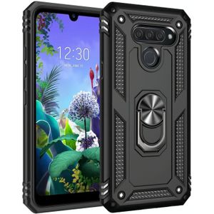 Voor LG K50 & Q60 Schokbestendige TPU + PC Beschermhoes met 360 graden roterende houder(zwart)