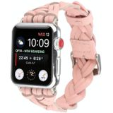 Voor Apple Watch Series 6 & SE & 5 & 4 44mm / 3 & 2 & 1 42mm Ledweven Single Loop Horloge Polsbandje(roze)