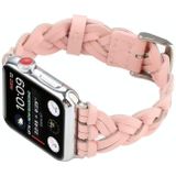 Voor Apple Watch Series 6 & SE & 5 & 4 44mm / 3 & 2 & 1 42mm Ledweven Single Loop Horloge Polsbandje(roze)