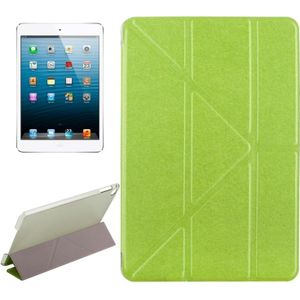 Transformers stijl zijde textuur horizontale Flip effen kleur lederen draagtas met houder voor iPad mini 2019 (groen)