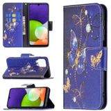 Voor Samsung Galaxy A22 4G Gekleurde Tekening Patroon Horizontale Flip Leren Telefoonhoesje Met Houder & Card Slots & Portemonnee (Purple Butterfly)