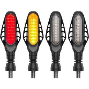 4 STUKS Gemodificeerde Motorfiets 16LEDs Rem Turn Achterlicht  Transparante Shell (Rood Licht + Geel Licht)