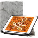 Marmeren textuur patroon horizontale Flip lederen case voor iPad mini 2019  met drie-opvouwbare houder & Pensleuf & slaap/Wake-up functie (grijs)